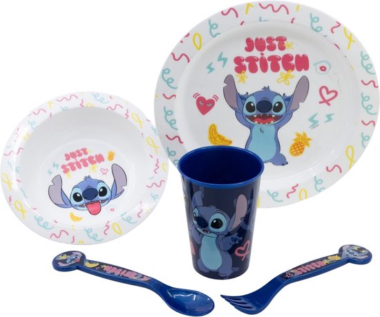 Disney Lilo & Stitch - Ontbijtset - Dinerset - Lunchset - Bord - Kom - Beker & Bestek (5-delig) van Disney