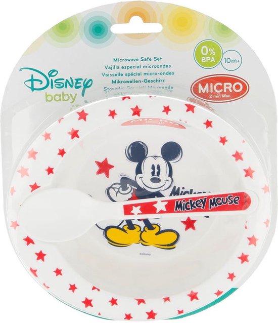 Disney Mickey Mouse papschaaltje met lepel melamine 16 cm - Kommetjes/schaaltjes voor kinderen van Disney