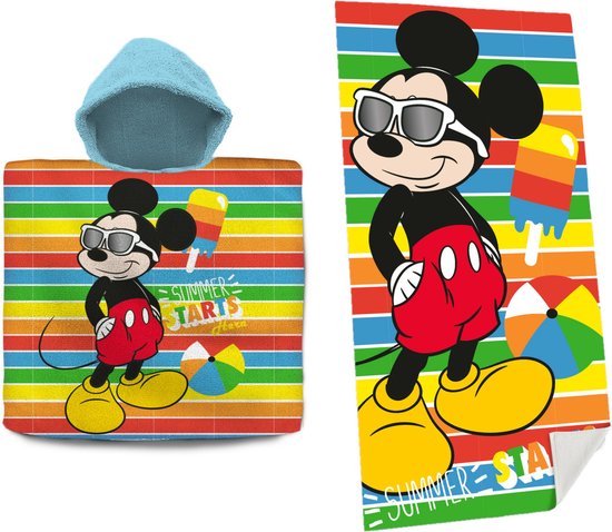 Disney Mickey Mouse Set bad cape/poncho en strand/badlaken - voor kinderen van Disney