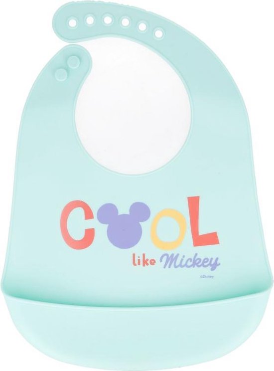 Disney Mickey mouse Silicone slaber met opvangbakje mint van Disney