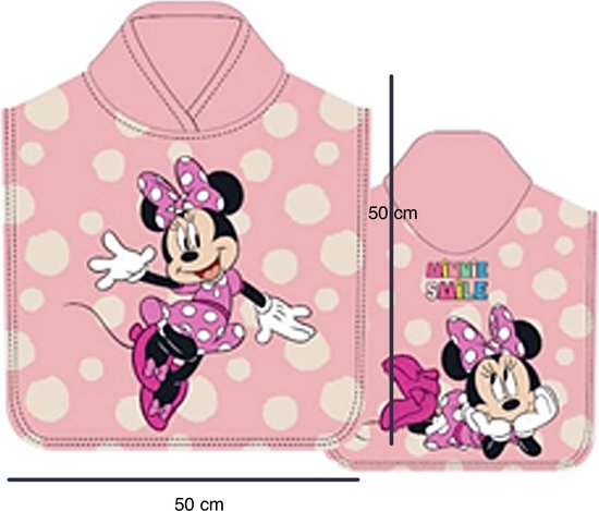 Disney Minnie Mouse Badponcho - Poncho - Sneldrogend - Roze - 50x100 cm (uitgevouwen) - One Size (ongeveer 2-5 jaar) van Disney