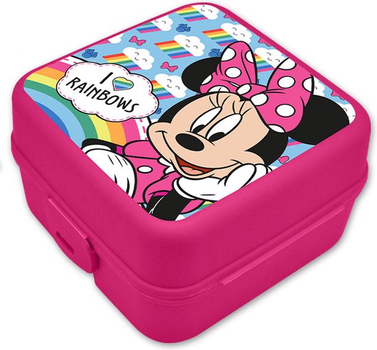 Disney Minnie Mouse broodtrommel/lunchbox voor kinderen - roze - kunststof - 14 x 8 cm van Disney