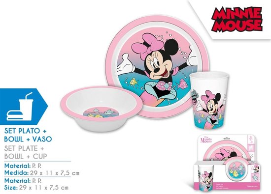 Disney Minnie Mouse - Ontbijtset - Dinerset - Lunchset - Bord - Kom - Beker - Meisjes van Disney