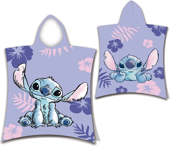Disney Stitch Kinderponcho Handdoek met Capuchon 50x115 cm van Merkloos
