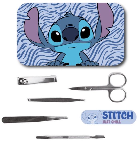 Disney Stitch Manicure Set Meisjes - Nagelset Kinderen met Schaartje, Knipper en Vijl - Compact Reisset van Merkloos