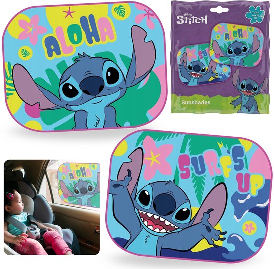 DISNEY Stitch Zonnescherm voor auto, voor kinderen, 2 stuks 44x35 cm van Merkloos