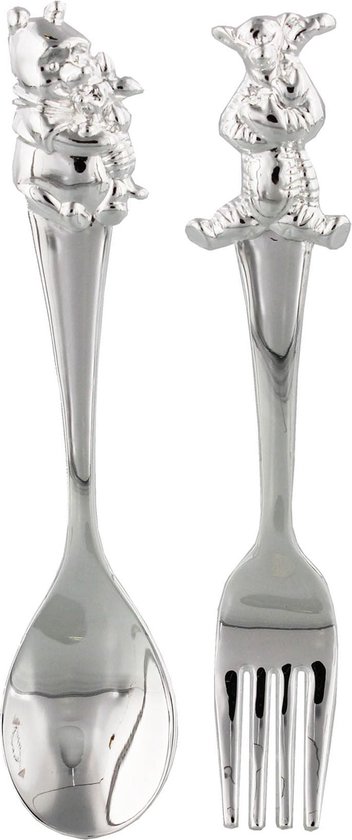 Disney - Winnie de Poeh - besteksetje verzilverd - Pooh bear - Doop cadeau - Baby kado - silver plated
