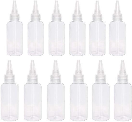 Dispenserflessen van kunststof - Set van 12 stuks (6 x 20 ml, 6 x 15 ml) - Ideaal voor sauzen, kleuren en andere vloeistoffen