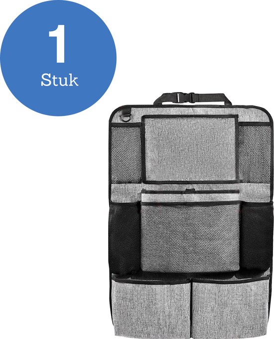 DIVERZA Auto Organizer - Luxe en Sterke Autostoel - Met Tablet Houder Voor Kinderen - Geschikt voor Ipad - Opbergruimte voor kinderen en baby - Grijs van Merkloos