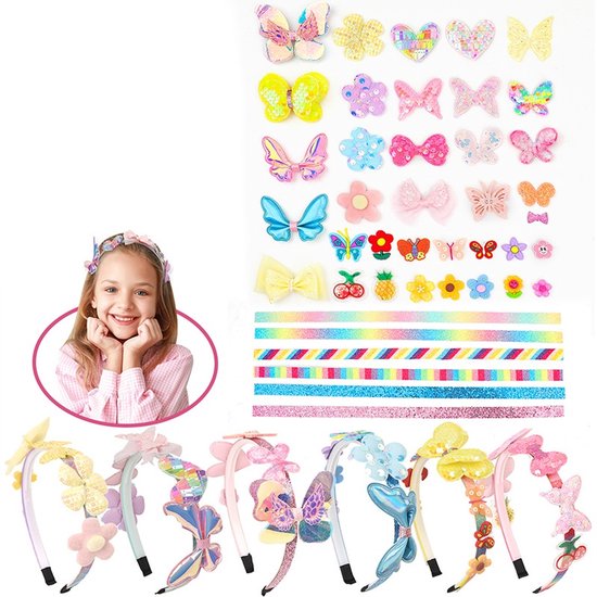 DIY Haarband Knutselset voor Kinderen -Hoofdband Maken - Knutselset Meisjes - Creatief Knutselen - Diverse Accessoires - Kleurrijk