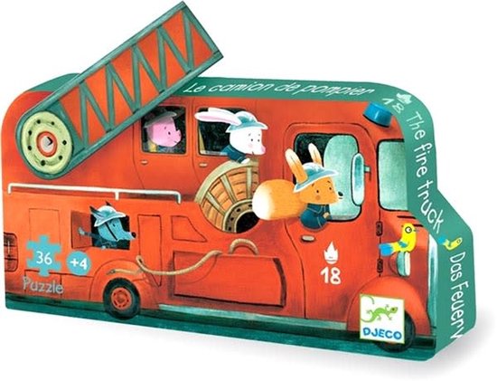 Djeco Brandweerwagen Puzzel voor Kinderen - 16 stukjes - 3+ jaar van Merkloos
