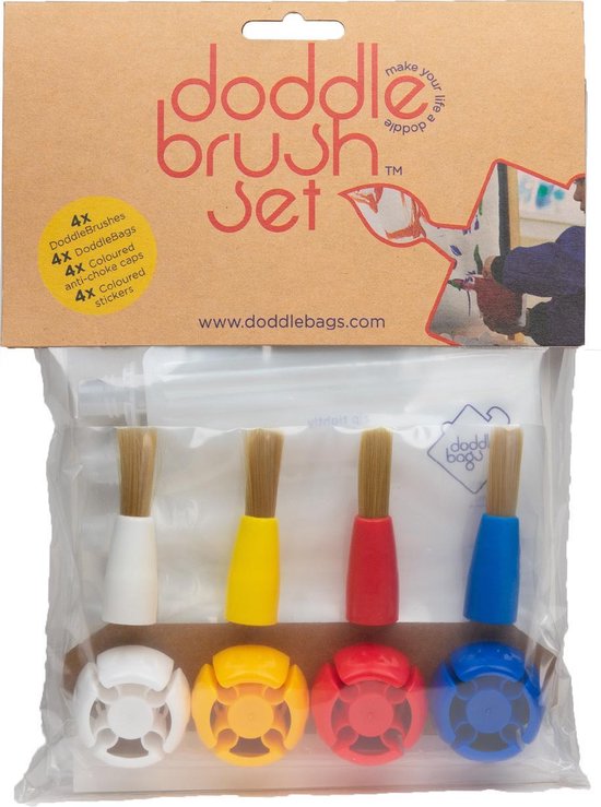 Doddlebags DoddleBrush - Verfkwasten Set - Herbruikbare knijpzakjes - Kinderkunst - Creatief - Kinderactiviteit van Doddl