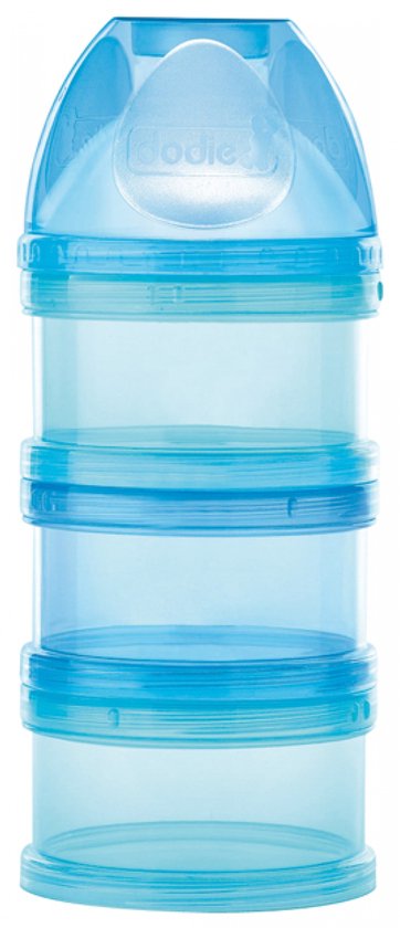 Dodie – 3-compartiment melkpoederdoos – Transparant – Blue Lagoon