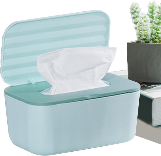 Doekjesbox - Tissues Houder - Babyverzorging - Luchtdicht Deksel - 20x12x9.5 cm - Groen