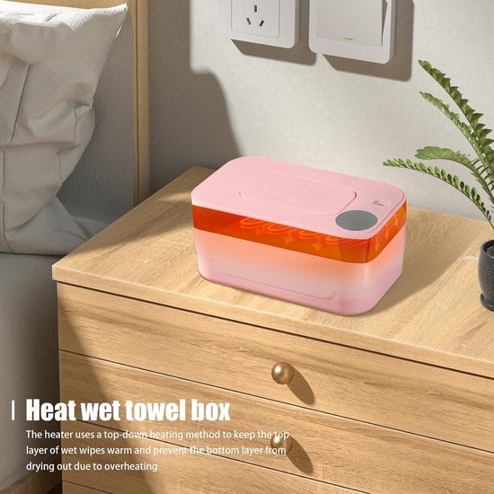 Doekjesverwarmer Baby - Vochtig Verwarmd - Comfortabele Verzorging - Constante Zachte Warmte - Tot 80 Doekjes - Roze