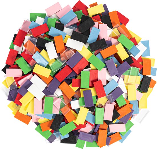 Domino stenen Don Domino 10-kleurenmix (500 stuks) + opbergemmer van Jumbo