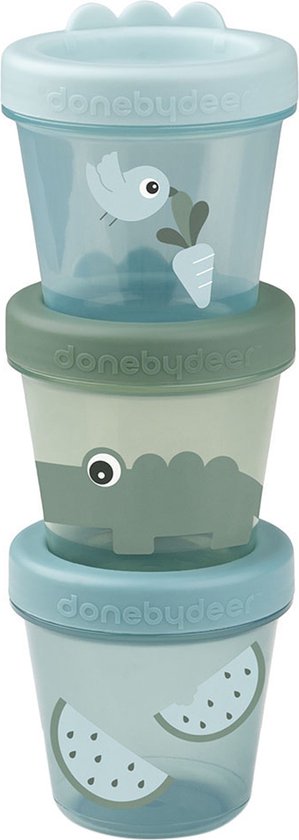 Done By Deer Baby Food Container Croco Green 3-pack van Done by Deer
