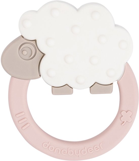 Done by Deer Bijtring Schaap Sheepy Powder Roze van Done by Deer