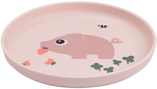 Done By Deer Bord - Tiny Farm - Rond - Silicone - 18 cm - Powder