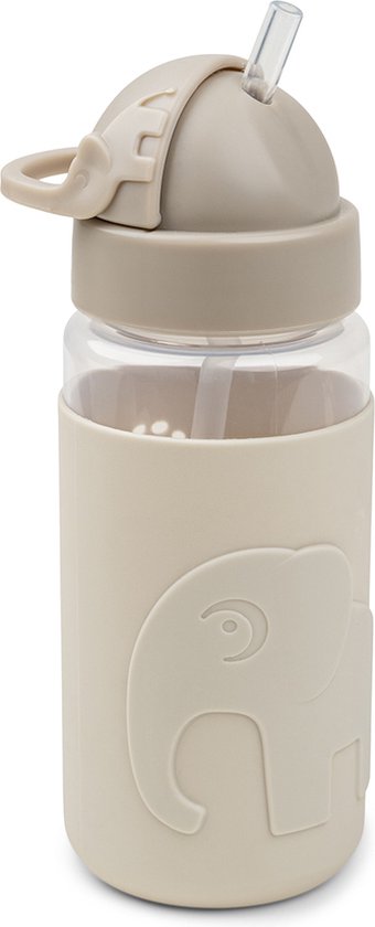 Done by deer easy-grip siliconen drinkbeker met rietje Elphee - beige van Done by Deer