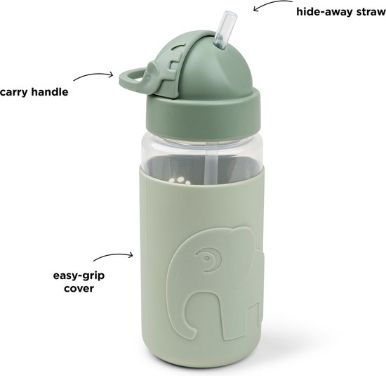 Done by deer easy-grip siliconen drinkbeker met rietje Elphee - groen van Done by Deer