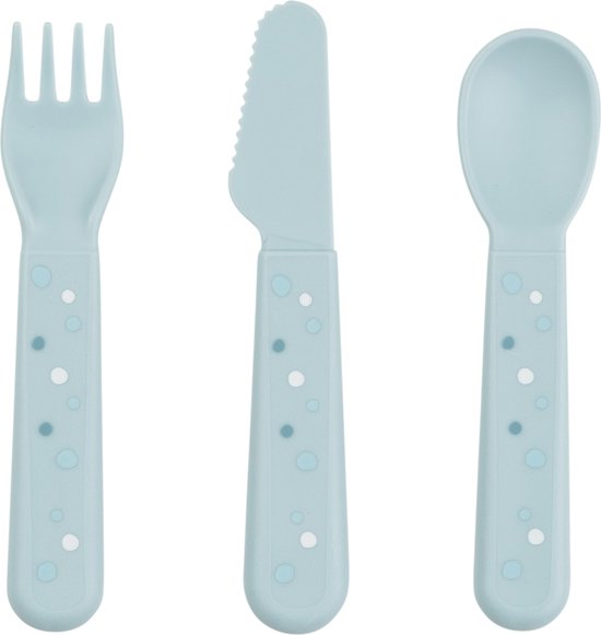 Done By Deer Foodie Cutlery Set Happy Dots Blue van Done by Deer
