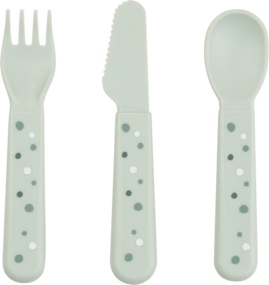 Done By Deer Foodie Cutlery Set Happy Dots Green van Done by Deer
