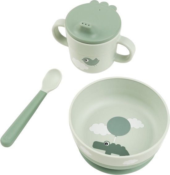 Done by Deer Foodie eetsetje first meal clouds - groen van Done by Deer