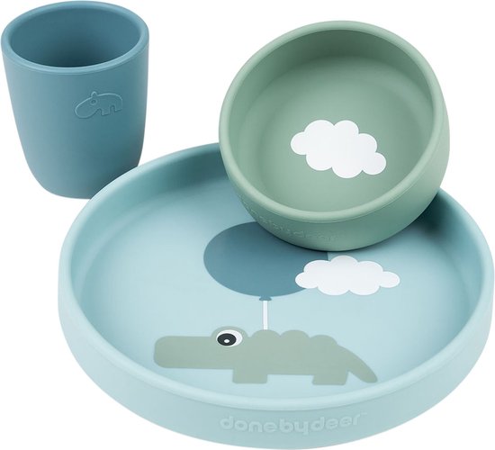 Done By Deer Silicone Eetset | Happy Clouds Blue van Done by Deer