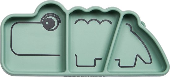 Done by Deer silicone Stick&Stay snack bord Croco groen van Done by Deer