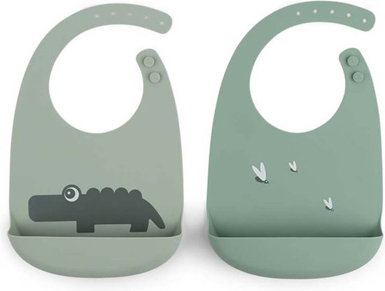 Done by Deer Siliconen Slab 2-Pack - Croco Green van Done by Deer