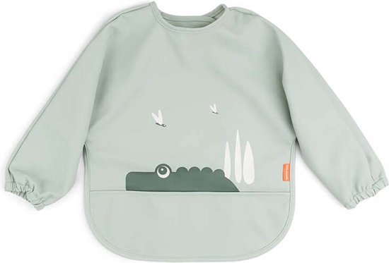 Done by Deer slabbetje met mouwen - Croco green van Done by Deer