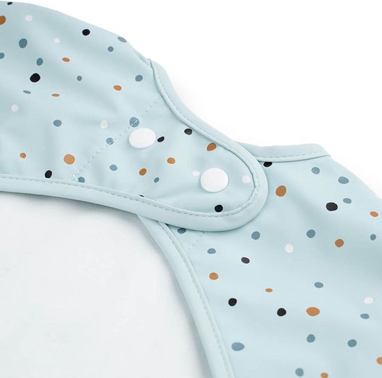 Done by Deer slabbetje met mouwen happy dots - blauw van Done by Deer