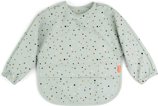 Done by Deer slabbetje met mouwen happy dots - groen van Done by Deer