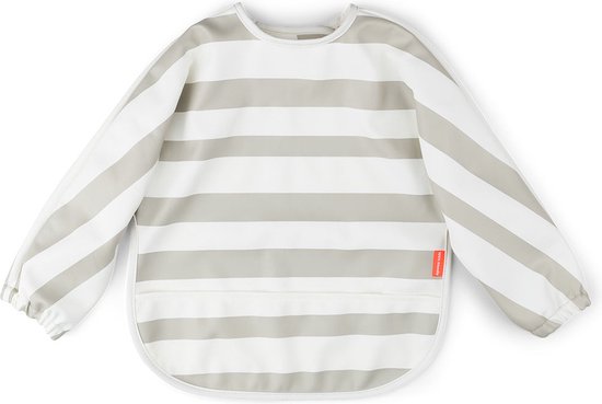 Done by Deer slabbetje met mouwen streep - beige van Done by Deer