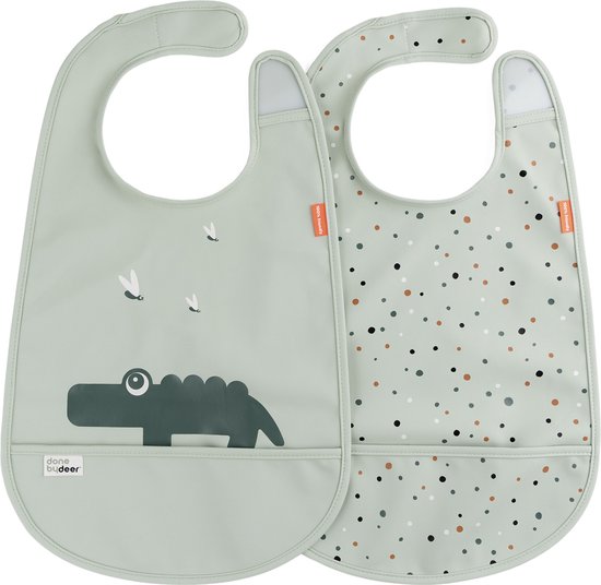 Done by Deer slabbetje set van 2 - Croco Green van Done by Deer