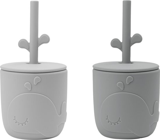 Done by Deer Wally Peekaboo Rietjesbeker Grey 2 Stuks van Done by Deer