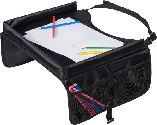 Dooky Travel Table – Reistafel voor Kinderzitje, Buggy & Auto – Opbergvakken & Verhoogde Rand – Duurzaam & Eenvoudig te Reinigen van Dooky