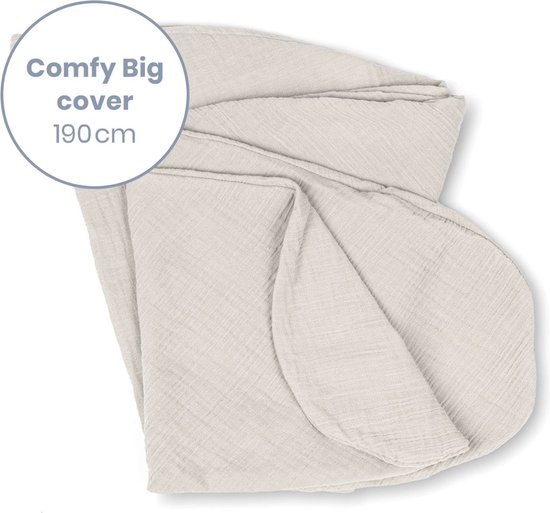 Doomoo Basics Cover - Hoes voor Voedingskussen Comfy Big - Biokatoen - 190cm - Tetra Almond van Doomoo