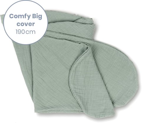 Doomoo Basics Cover - Hoes voor Voedingskussen Comfy Big - Biokatoen - 190cm - Tetra Green van Doomoo