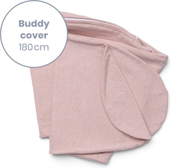 Doomoo Buddy Cover - Hoes voor Voedingskussen Buddy - Biologisch Katoen - 180 cm - Chiné Pink van Doomoo