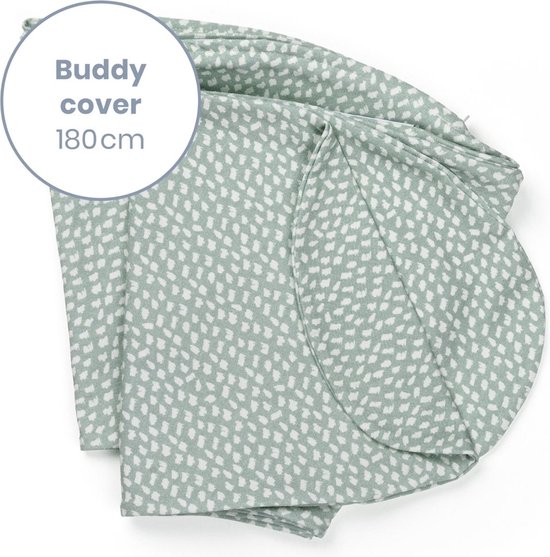 Doomoo Buddy Cover - Hoes voor Voedingskussen Buddy - Biologisch Katoen - 180 cm -  Cloudy Kaki van Doomoo