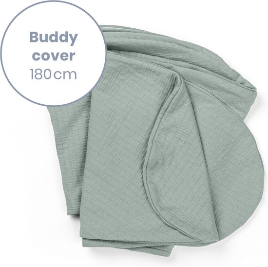 Doomoo Buddy Cover - Hoes voor Voedingskussen Buddy - Biologisch Katoen - 180 cm - Tetra jersey Green van Doomoo