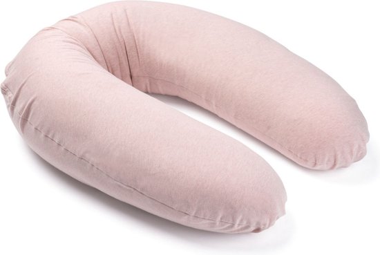 Doomoo Buddy - Voedingskussen - Zwangerschapskussen - Zijslaapkussen met superfijne en extra stille microkorrels - Bio katoen - 180cm - Chiné Pink van Doomoo