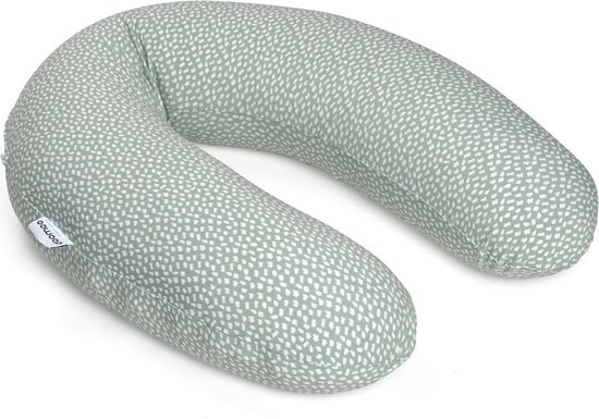 Doomoo Buddy - Voedingskussen - Zwangerschapskussen - Zijslaapkussen met superfijne en extra stille microkorrels - Bio katoen - 180cm - Cloudy Kaki van Doomoo
