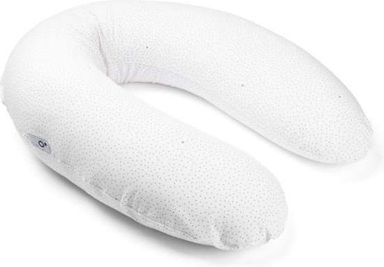 Doomoo Buddy - Voedingskussen - Zwangerschapskussen - Zijslaapkussen met superfijne en extra stille microkorrels - Bio katoen - 180cm - Silver Dots van Doomoo