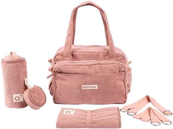doomoo Fluffy - Luiertas - Zacht en ruim - Multifunctioneel - Comfortabel - Corduroy Pink van Merkloos