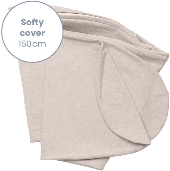 Doomoo Softy Hoes - Vervanghoes voor Voedingskussen Softy - Biologisch katoen - 150 cm - Chiné Sand van Merkloos