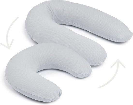 Doomoo Twisty - 2 in 1 Zwangerschapskussen - Voedingskussen - met superfijne en extra stille microkorrels - Bio katoen - Pearls Grey van Doomoo