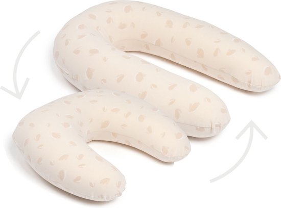 Doomoo Twisty - 2 in 1 Zwangerschapskussen - Voedingskussen - met superfijne en extra stille microkorrels - Bio katoen - Petals Latte van Doomoo